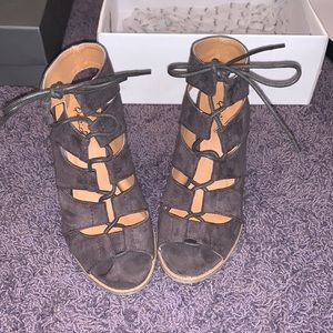 Charcoal lace up heels